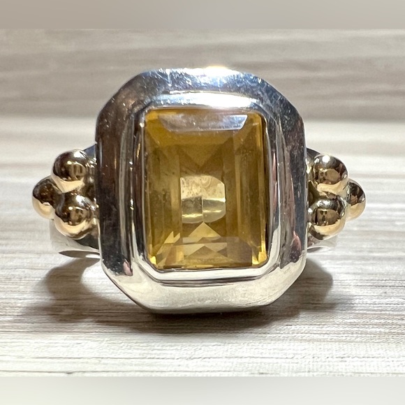 Bayanihan Jewelry - Vintage Designer Bayanihan Sterling Silver & 18K Gold Accented Citrine Ring